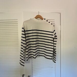 Garnet Hill Black and White Striped Top